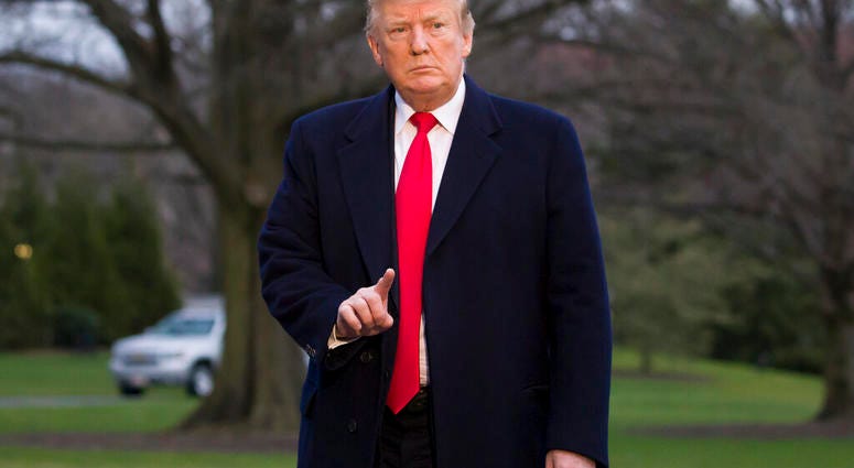 President Trump gesturing on White House lawn