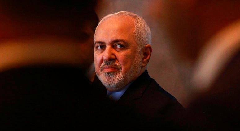 In this March 10, 2019, file photo, Iranian Foreign Minister Mohammad Javad Zarif attends a press conference with his Iraqi counterpart Mohamed Alhakim at the Ministry of Foreign Affairs building in Baghdad, Iraq. (AP Photo/Hadi Mizban, File)