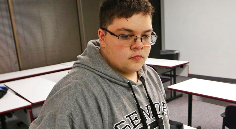 FILE - In this Monday, March 6, 2017, file photo, Gloucester County High School senior Gavin Grimm, a transgender student, arrives for a news conference in Richmond, Va. (AP Photo/Steve Helber, File) FILE - In this Monday, March 6, 2017, file photo, Gloucester County High School senior Gavin Grimm, a transgender student, arrives for a news conference in Richmond, Va. (AP Photo/Steve Helber, File)