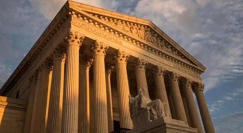FILE - In this Oct. 10, 2017, file photo, the Supreme Court in Washington, at sunset. The Supreme Court is turning to gun rights for the first time in nearly a decade, even though New York City gun owners already have won changes to a regulation they chal