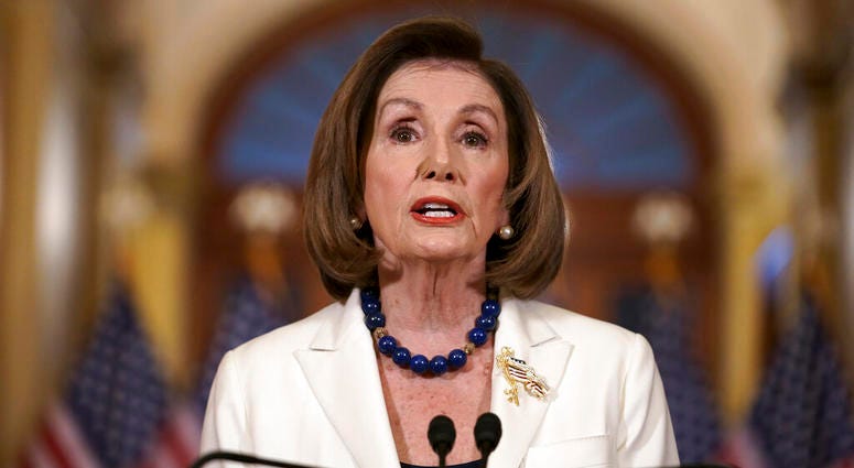 Speaker of the House Nancy Pelosi, D-Calif., makes a statement at the Capitol in Washington, Thursday, Dec. 5, 2019. Pelosi says the House is drafting articles of impeachment against President Donald Trump. (AP Photo/J. Scott Applewhite) Speaker of the House Nancy Pelosi, D-Calif., makes a statement at the Capitol in Washington, Thursday, Dec. 5, 2019. Pelosi says the House is drafting articles of impeachment against President Donald Trump. (AP Photo/J. Scott Applewhite)