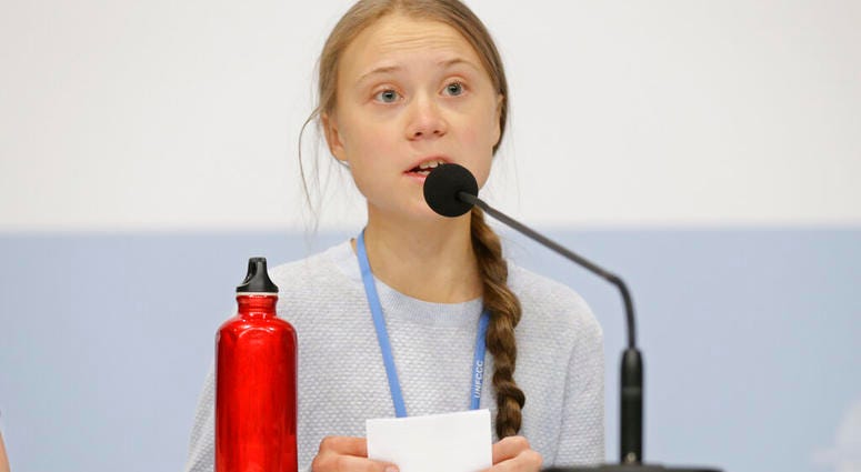 Climate activist Greta Thunberg speaks during a news conference at the COP25 climate summit in Madrid, Spain, Monday, Dec. 9, 2019. Thunberg is in Madrid where a global U.N.-sponsored climate change conference is taking place. (AP Photo/Andrea Comas) Climate activist Greta Thunberg speaks during a news conference at the COP25 climate summit in Madrid, Spain, Monday, Dec. 9, 2019. Thunberg is in Madrid where a global U.N.-sponsored climate change conference is taking place. (AP Photo/Andrea Comas)