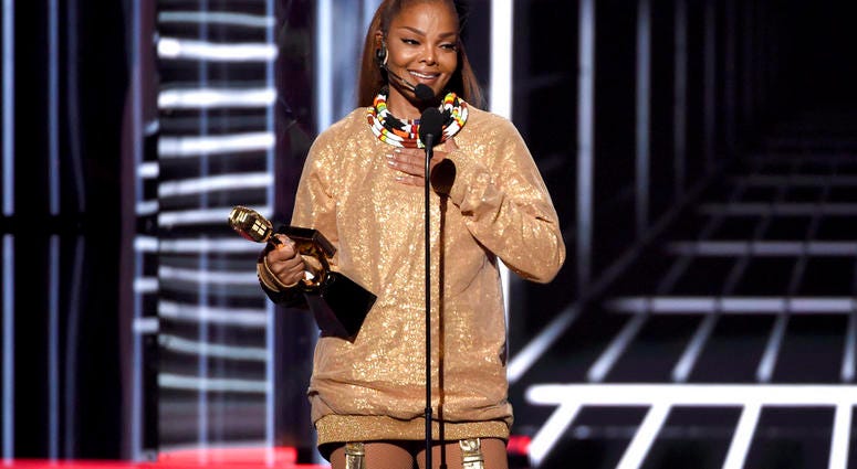 Janet Jackson accepts the Icon award at the Billboard Music Awards at the MGM Grand Garden Arena on Sunday, May 20, 2018, in Las Vegas. (Photo by Chris Pizzello/Invision/AP)