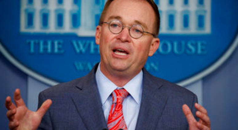 FILE - In this Oct. 17, 2019 file photo, acting White House chief of staff Mick Mulvaney speaks in the White House briefing room in Washington. (AP Photo/Evan Vucci, File)