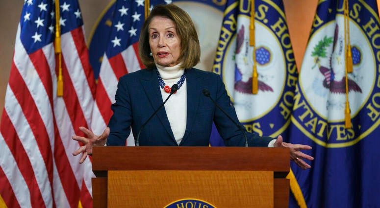 House Speaker Nancy Pelosi of Calif., speaks during a news conference on Capitol Hill in Washington, Thursday, Jan. 17, 2019. (AP Photo/Carolyn Kaster)