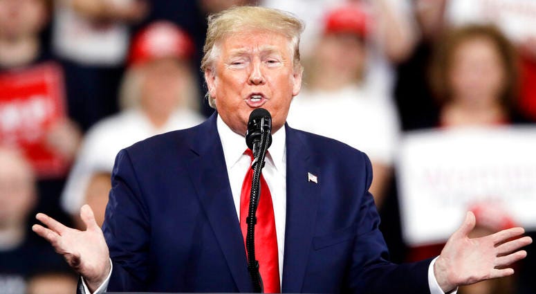 President Donald Trump speaks during a campaign rally in Hershey, Pa., Tuesday, Dec. 10, 2019. (AP Photo/Matt Rourke) President Donald Trump speaks during a campaign rally in Hershey, Pa., Tuesday, Dec. 10, 2019. (AP Photo/Matt Rourke)