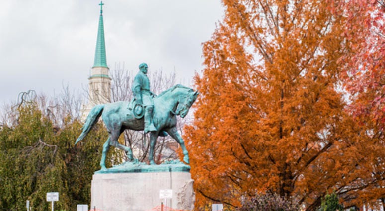 General Robert E. Lee on bronze horse in public park as southern states struggle with how to address their history