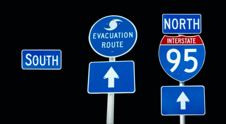 Hurricane/storm evacuation routes and I95 intersate signs.