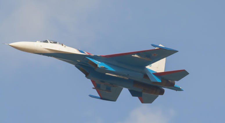 Russian fighter su-27 in flight