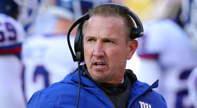 Dec 10, 2017; East Rutherford, NJ, USA; New York Giants interim head coach Steve Spagnuolo coaches against the Dallas Cowboys during the first quarter at MetLife Stadium. Mandatory Credit: Brad Penner-USA TODAY Sports