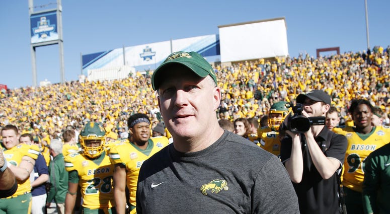 Jan 5, 2019; Frisco, TX, USA; North Dakota State Bison head coach Chris Klieman on the field at the end of the game against the Eastern Washington Eagles in the Division I Football Championship at Toyota Stadium. Mandatory Credit: Tim Heitman-USA TODAY Sp