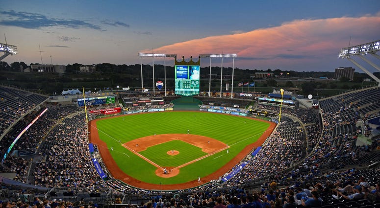 July 17, 2019; Kansas City, MO, USA; A general view of Kauffman Stadium during the fifth inning between the Chicago White Sox and Kansas City Royals. Mandatory Credit: Peter G. Aiken/USA TODAY Sports "Royals Playback"