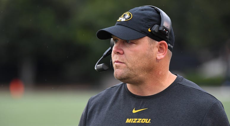 Oct 19, 2019; Nashville, TN, USA; Missouri Tigers head coach Barry Odom looks on from the sidelines during the first half against the Vanderbilt Commodores at Vanderbilt Stadium. Mandatory Credit: Christopher Hanewinckel-USA TODAY Barry Odom