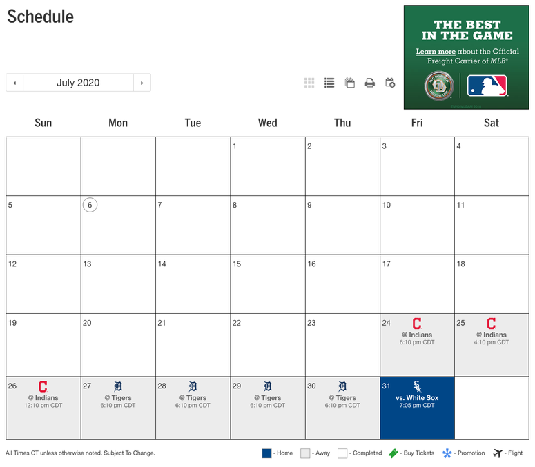 Royals July Schedule