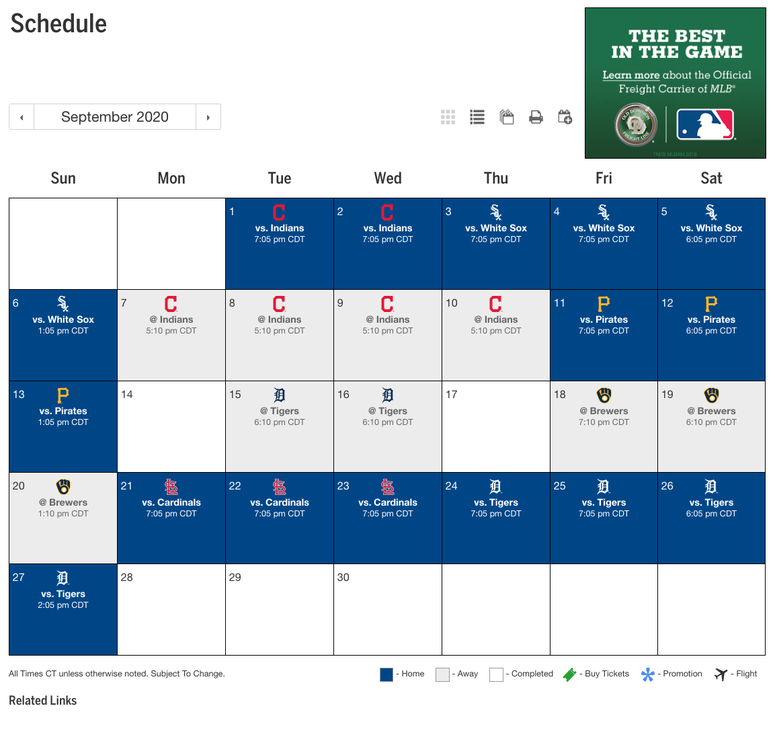 Royals September Schedule