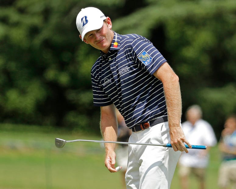 Brandt Snedeker reacts to his putt on the first hole during the final round of the Wyndham Championship golf tournament at Sedgefield Country Club in Greensboro, N.C., Sunday, Aug. 19, 2018. Brandt Snedeker reacts to his putt on the first hole during the final round of the Wyndham Championship golf tournament at Sedgefield Country Club in Greensboro, N.C., Sunday, Aug. 19, 2018.