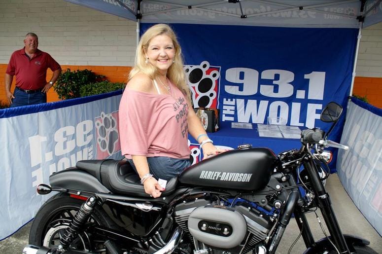 Valerie Howerton of Kernersville - winner of The Wolf's Smokin' Harley Valerie Howerton of Kernersville - winner of The Wolf's Smokin' Harley