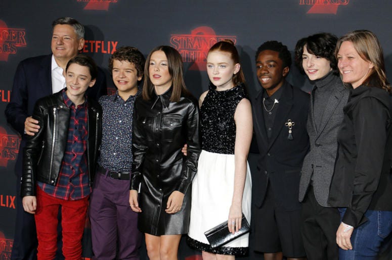 Noah Schnapp, Gaten Matarazzo, Millie Bobby Brown, Sadie Sink, Caleb McLaughlin and Finn Wolfhard. Noah Schnapp, Gaten Matarazzo, Millie Bobby Brown, Sadie Sink, Caleb McLaughlin and Finn Wolfhard.