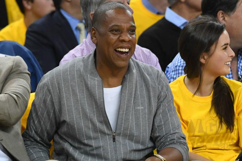 Rapper JAY-Z at game one of the 2017 NBA Finals between the Golden State Warriors and the Cleveland Cavaliers. Rapper JAY-Z during the first quarter in game one of the 2017 NBA Finals between the Golden State Warriors and the Cleveland Cavaliers at Oracle Arena.