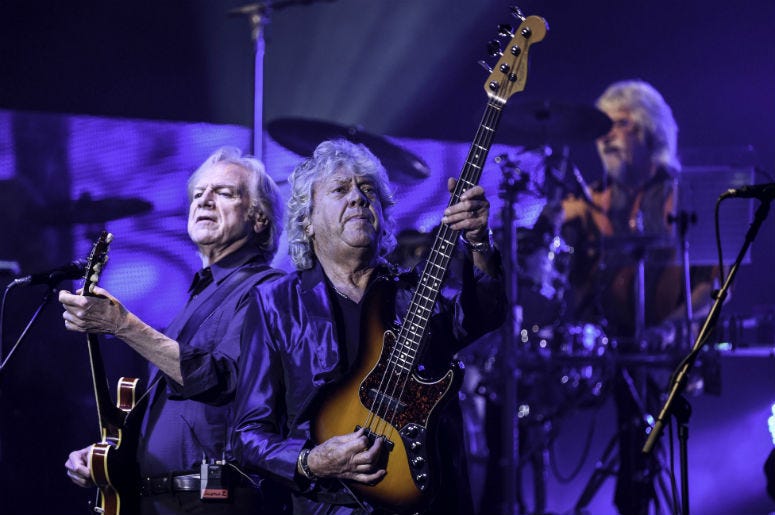 Recording artists Justin Hayward , Graeme Edge and John Lodge of The Moody Blues Recording artists Justin Hayward , Graeme Edge and John Lodge of The Moody Blues