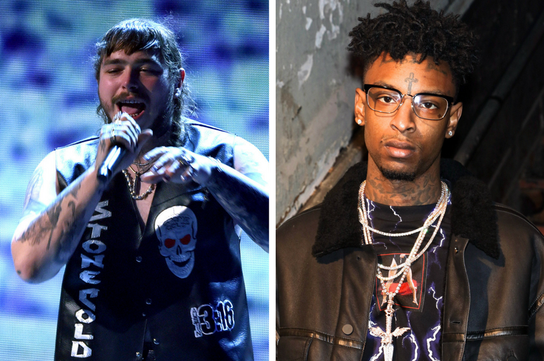Post Malone performs onstage at the 2017 BET Awards at the Microsoft Theater / 21 Savage at the Alexander Wang show at New York Fashion Week Rappers Post Malone & 21 Savage
