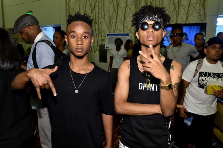 Slim Jimmy (L) and Swae Lee of Rae Sremmurd attend day 1 of the Radio Broadcast Center during the BET Awards '14 on June 27, 2014 in Los Angeles, California. Slim Jimmy (L) and Swae Lee of Rae Sremmurd attend day 1 of the Radio Broadcast Center during the BET Awards '14 on June 27, 2014 in Los Angeles, California.