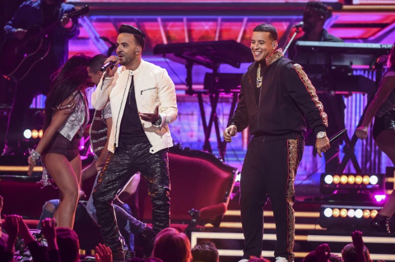 Luis Fonzi & Daddy Yankee Luis Fonsi and Daddy Yankee appear on the 60th Annual Grammy Awards at Madison Square Garden on January 28, 2018 in New York City.