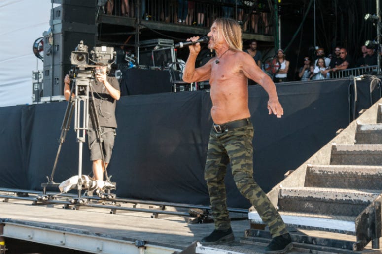 Iggy Pop performs live on stage during Queens of the Stone Age and Friends show in Finsbury Park on June 30, 2018 in London, England Iggy Pop performs live on stage during Queens of the Stone Age and Friends show in Finsbury Park on June 30, 2018 in London, England