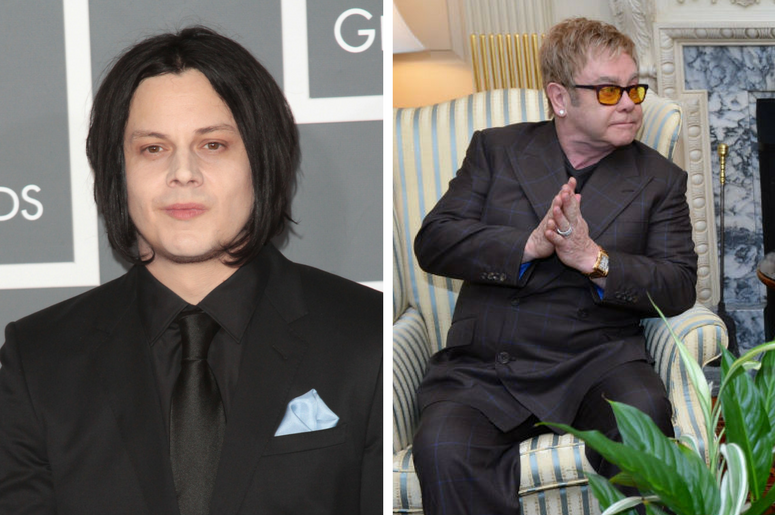 Musicians Jack White and Elton John Musicians Jack White and Elton John