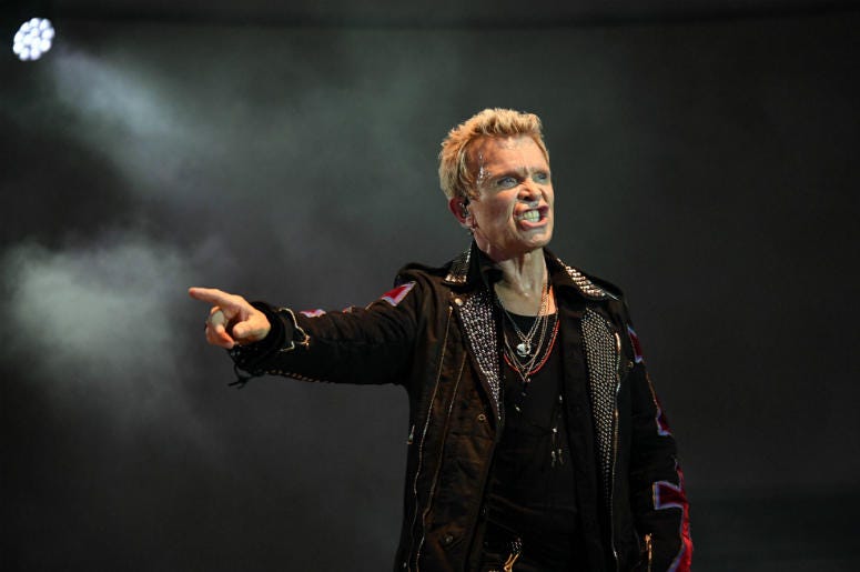 Billy Idol performs during SunFest in 2018 Billy Idol performs during SunFest in 2018
