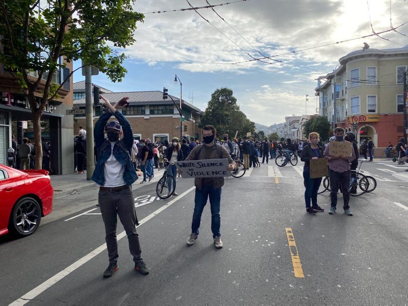 Demonstration in San Francisco's Mission neighborhood.