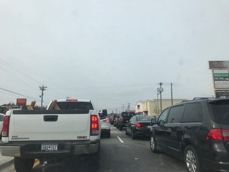 Traffic begins to back up on Woodruff Road on Black Friday afternoon. Black Friday 201