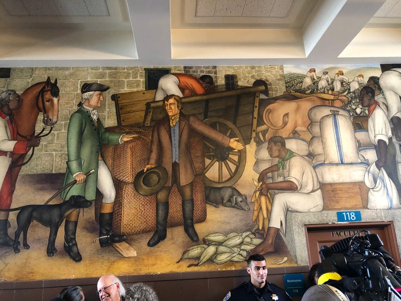 A mural in George Washington High School that is slated for destruction was open for the public to view it on Aug. 1, 2019.