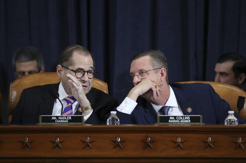 House Judiciary Committee Chairman Rep. Jerrold Nadler, D-N.Y., left, talks with ranking member Rep. Doug Collins, R-Ga.