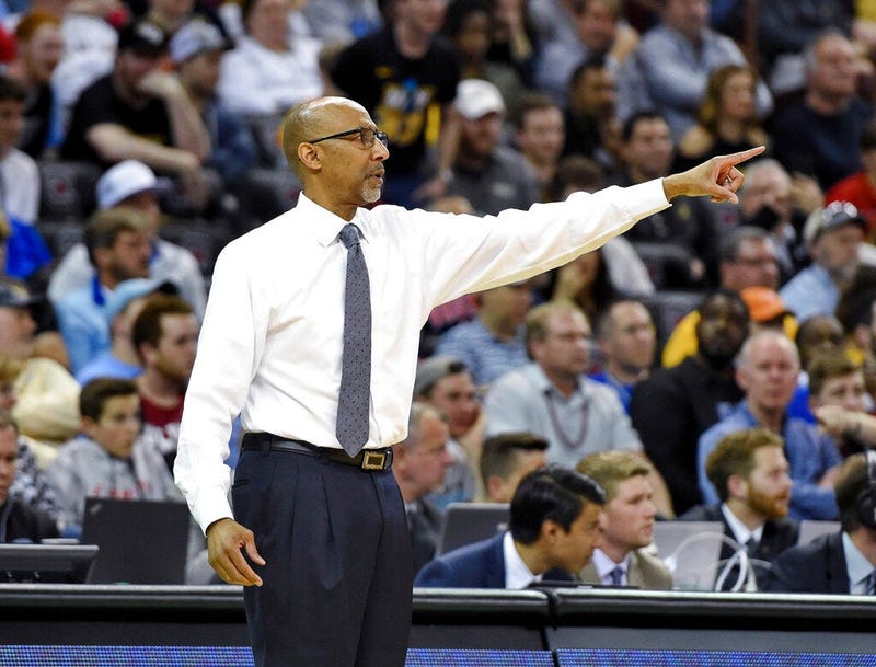 Central Florida coach Johnny Dawkins points during the team's first-round game against VCU in the NCAA men’s college basketball tournament Friday, March 22, 2019, in Columbia, S.C.