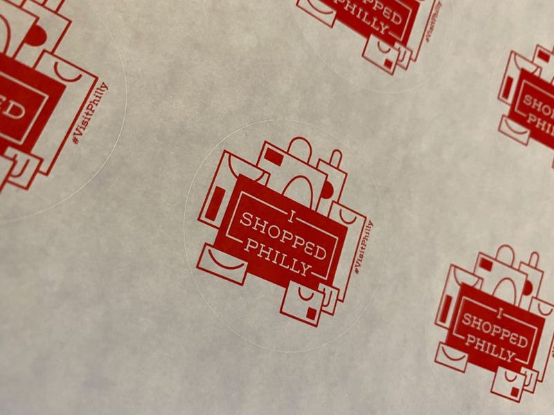 "I Shopped Philly" stickers from Visit Philly