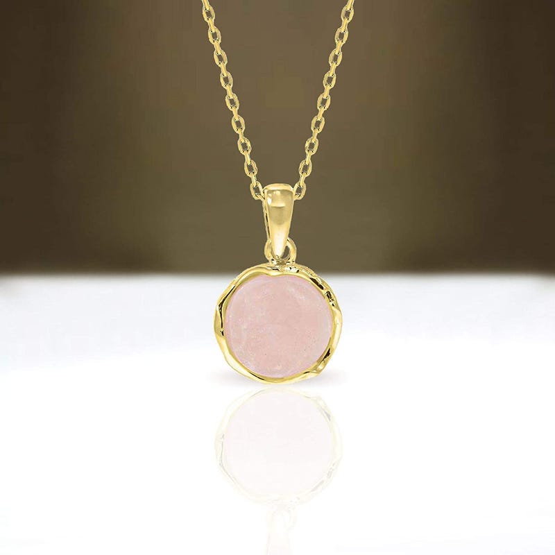 14K Gold Plated Rose Quartz Necklace