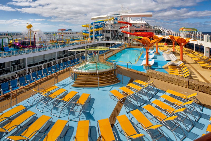 A vibrant pool deck with Caribbean vibes.