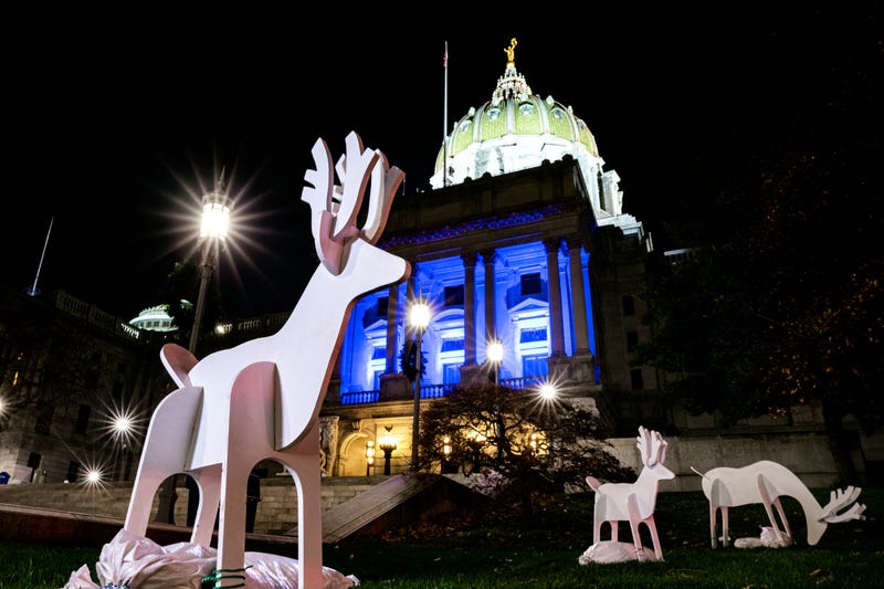 Christmas decorations at Pennsylvania's Capitol building