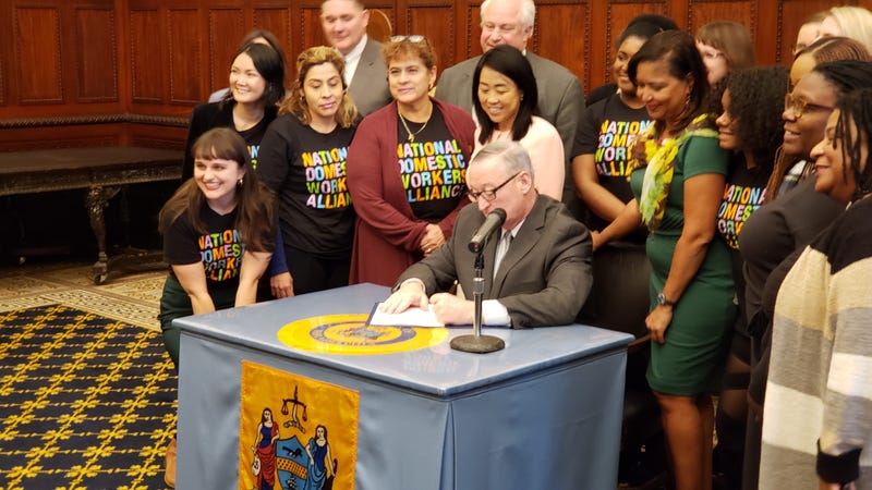 Mayor Jim Kenney signs domestic workers bill of rights.