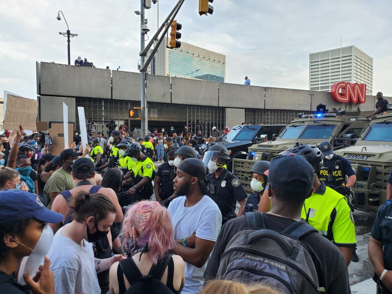 Police barricade outside CNN Center Atlanta