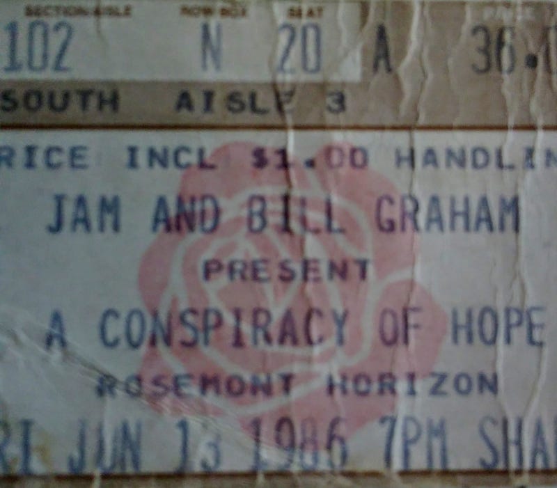 Conspiracy of Hope concert ticket stub 1986 Chicago