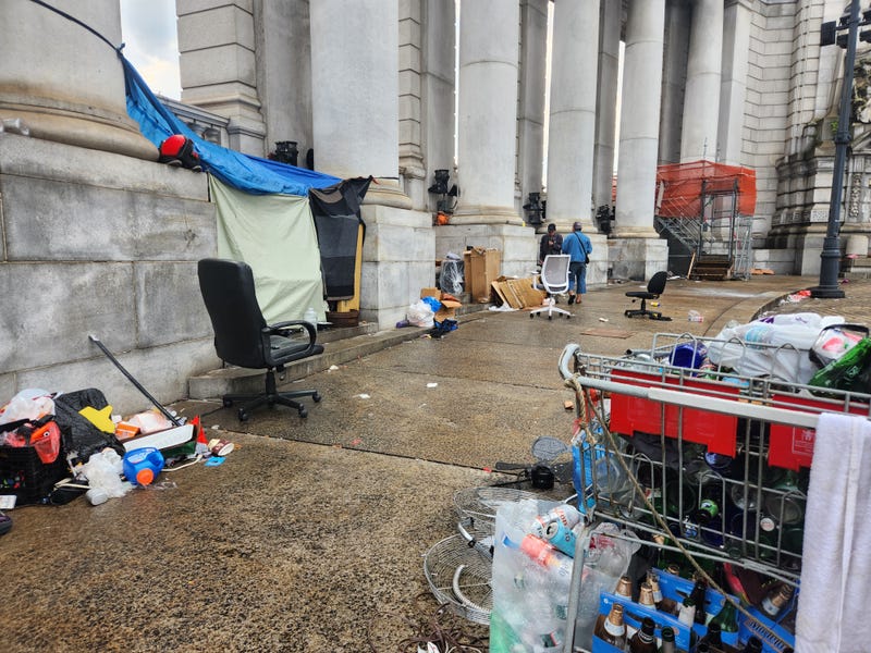The homeless encampment as it stood before Thursday's sweep.