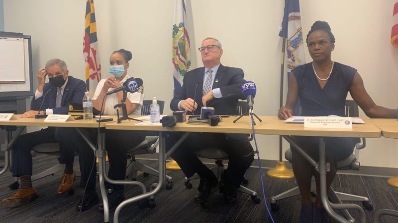 District Attorney Larry Krasner, Police Commissioner Danielle Outlaw and Mayor Jim Kenney, Dr. Ala Stanford