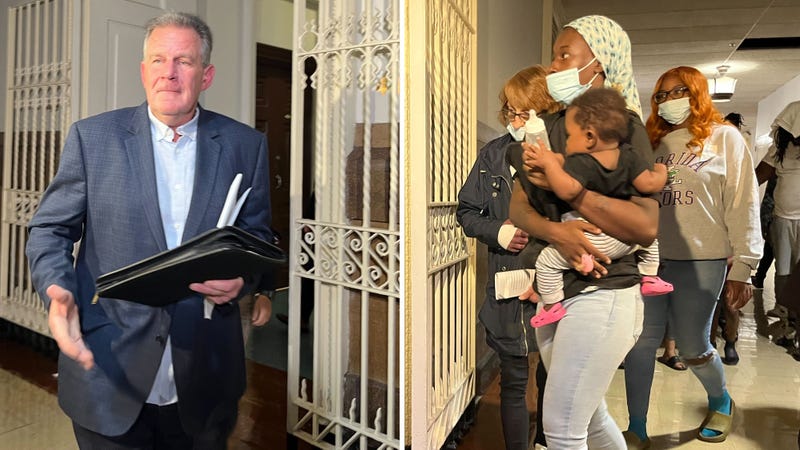 Left: Philip Pulley, one of the defendants in lawsuits connected to the partial collapse of Lindley Tower Apartments in Logan. Right: Some of the tenants who were left without a home after the collapse.