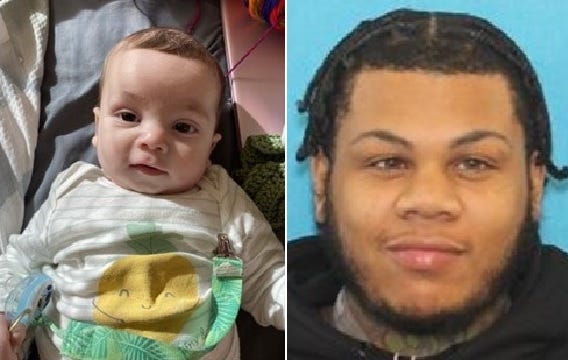 Kayden Sinick (left) was reported missing on Saturday. Philadelphia police said he was last seen with Jaquann Waugh (right).