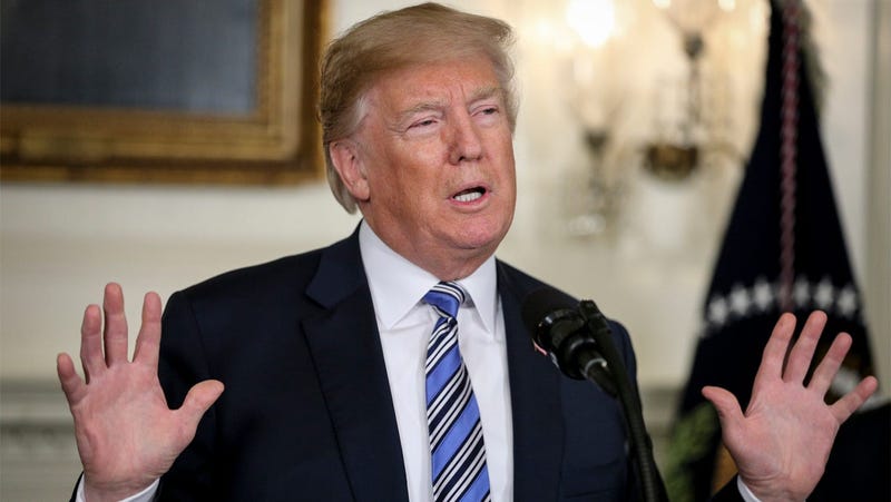 President Donald Trump speaks at a news conference.