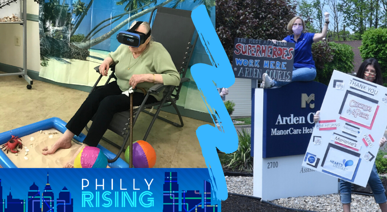 Marianne experiencing the beach at the Arden Courts: Memory Care facility