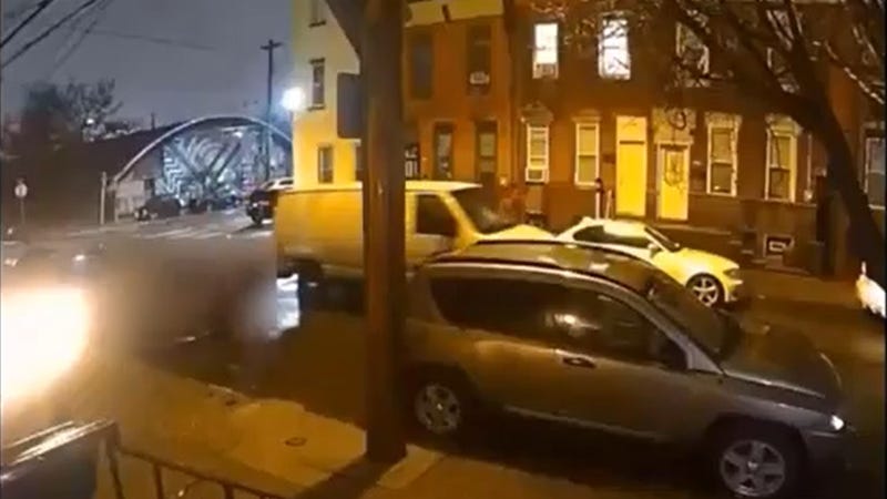 A white van is captured on video fleeing the scene of a hit-and-run that killed a bicyclist on Sunday evening.