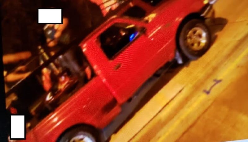 The red pickup truck wanted for a hit-and-run Sept. 15, 2020, in the 1100 block of South Michigan Avenue.